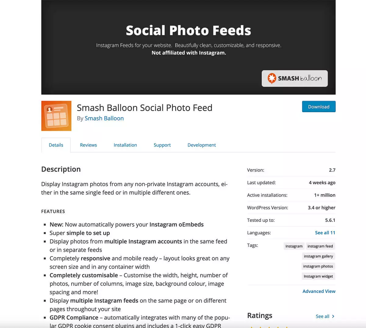 best wordpress plugins to use when starting a blog - Smash-balloon-social-photo-feed