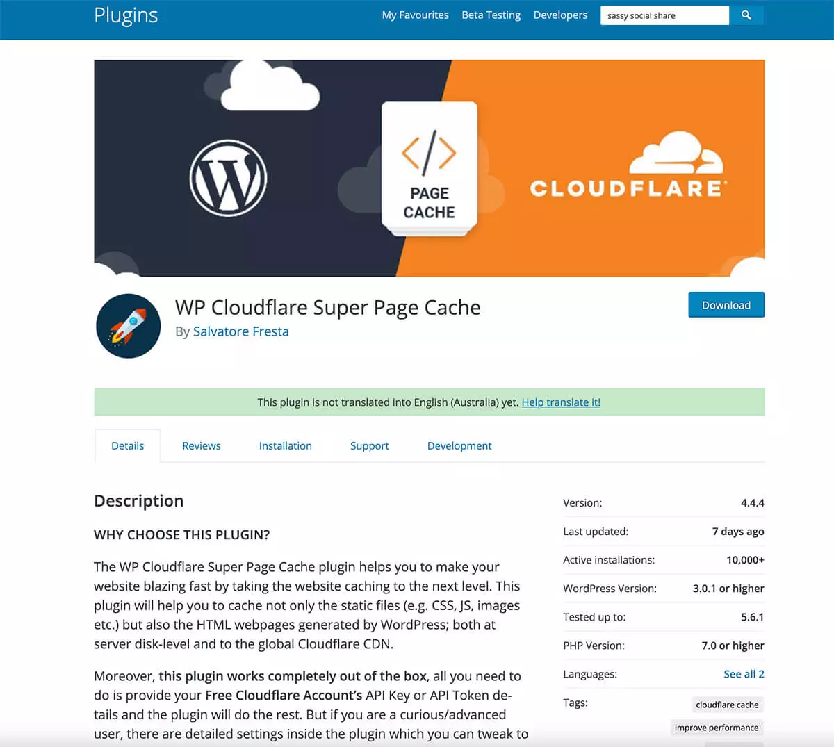 best wordpress plugins to use when starting a blog - wp-cloudflare